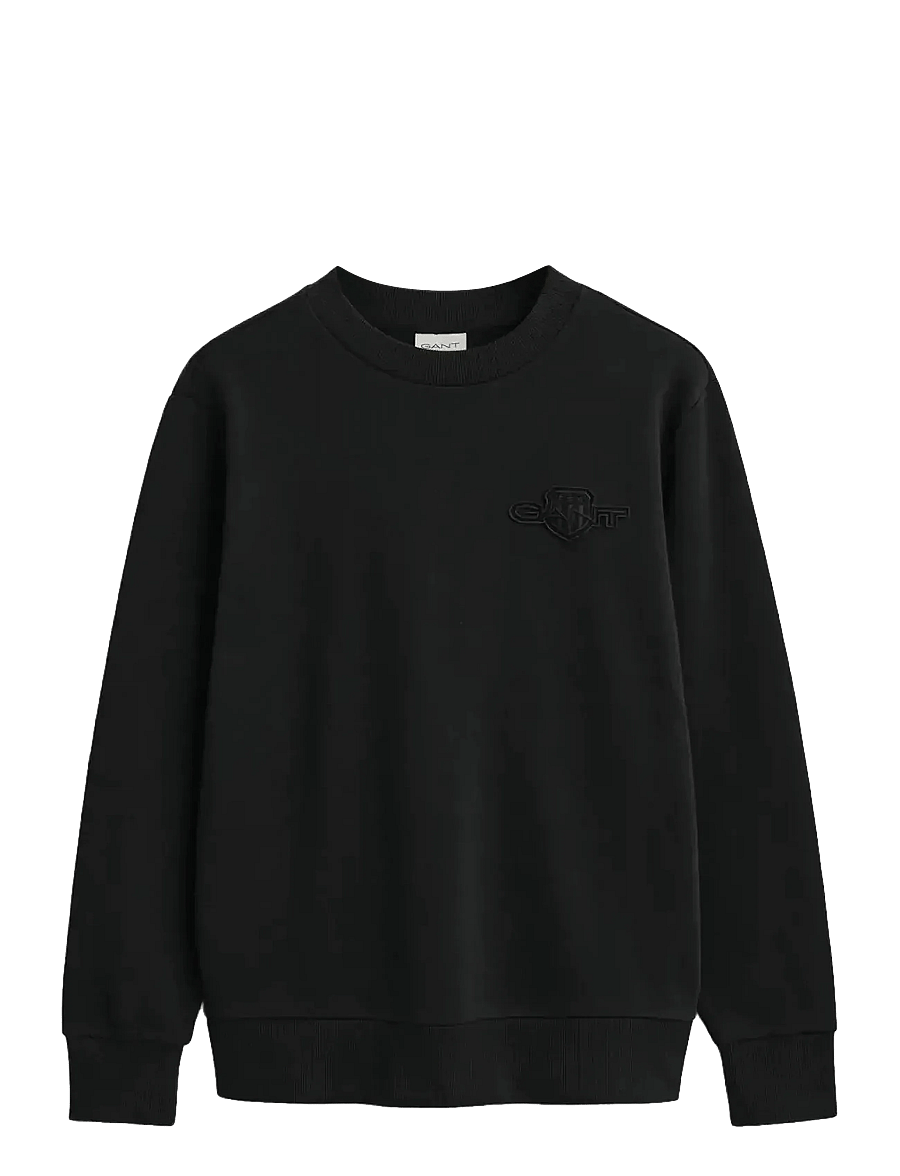 Gant - REG TONAL SHIELD C-NECK SWEAT - sweatshirts - black - 0