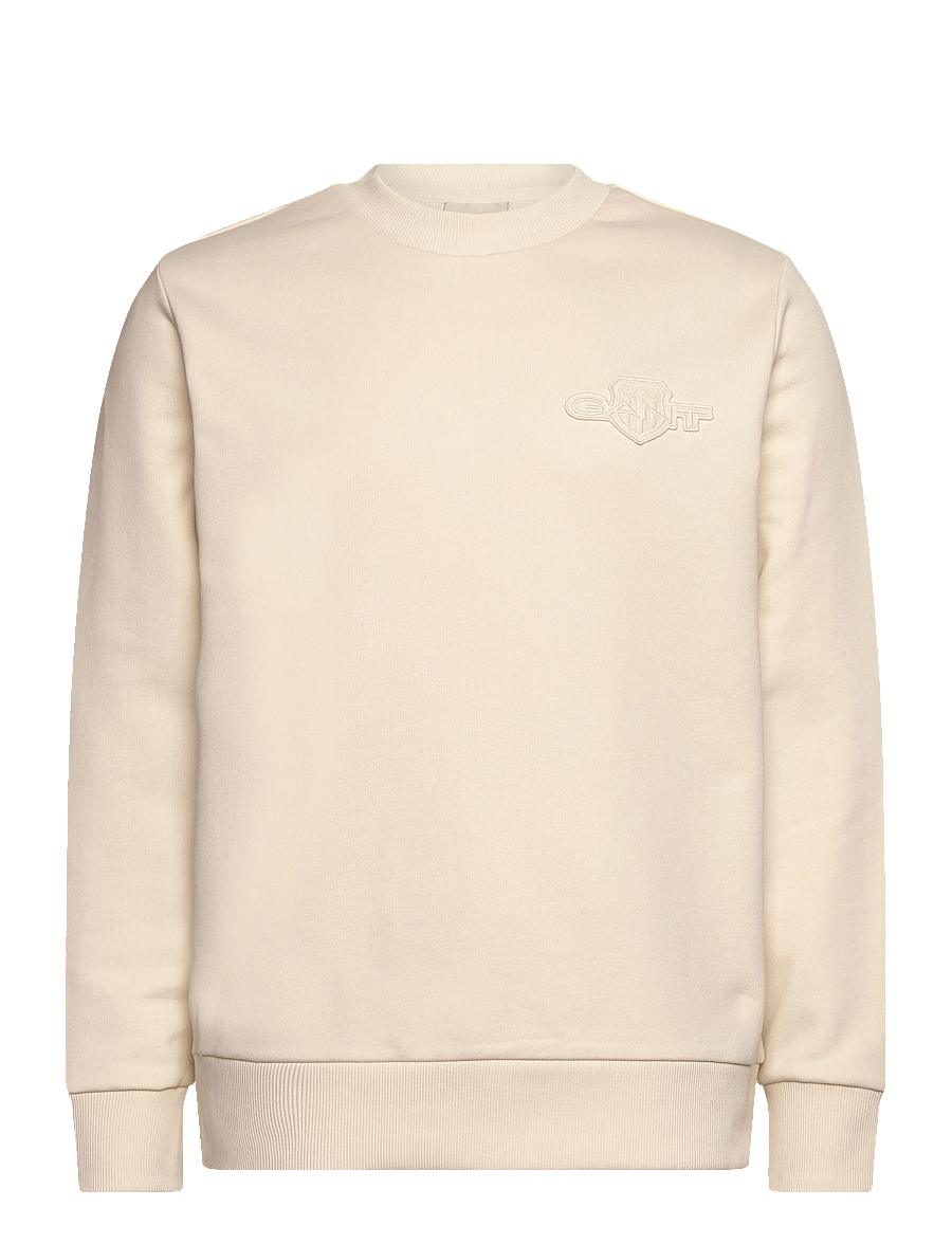 Gant - REG TONAL SHIELD C-NECK SWEAT - shop by occasion - cream - 1