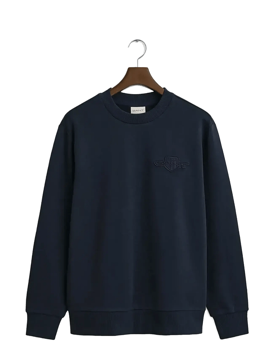 Gant - REG TONAL SHIELD C-NECK SWEAT - sweatshirts - evening blue - 0
