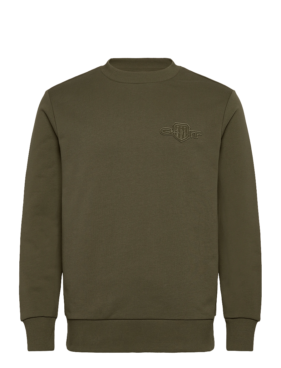 Gant - REG TONAL SHIELD C-NECK SWEAT - shop efter anledning - moss green - 0
