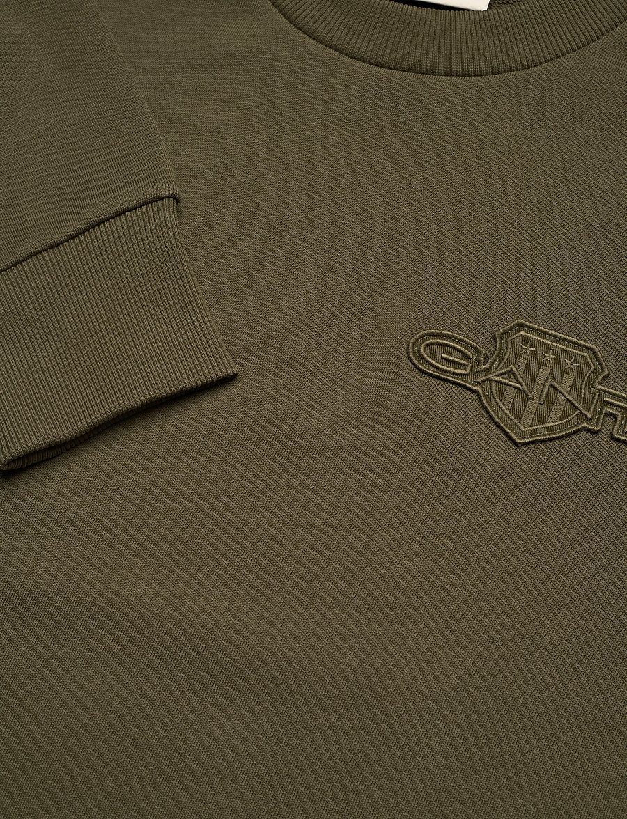 Gant - REG TONAL SHIELD C-NECK SWEAT - shop efter anledning - moss green - 2