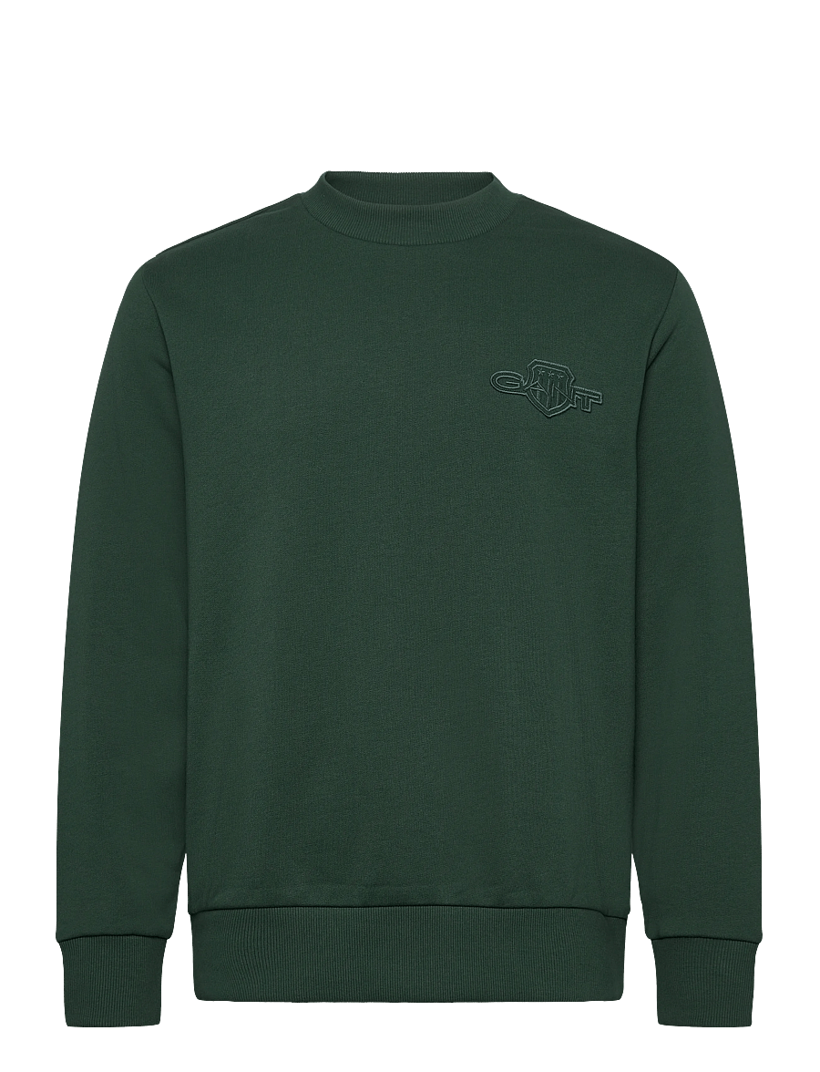 Gant - REG TONAL SHIELD C-NECK SWEAT - shop by occasion - tartan green - 1