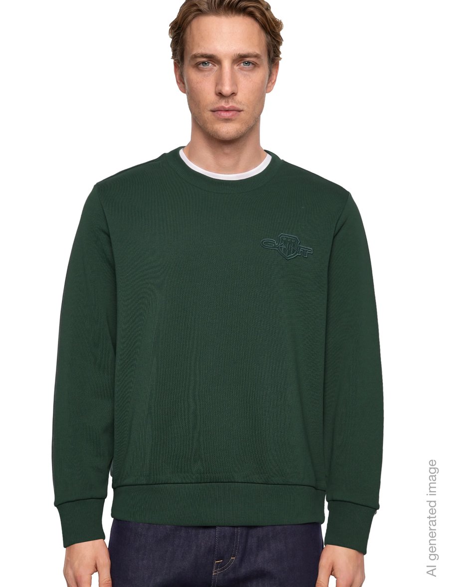Gant - REG TONAL SHIELD C-NECK SWEAT - shop by occasion - tartan green - 3