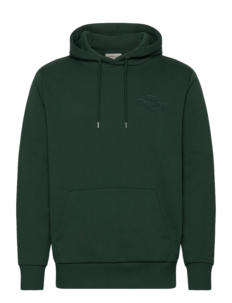 GANT - REG TONAL SHIELD HOODIE - hoodies - tartan green - 0