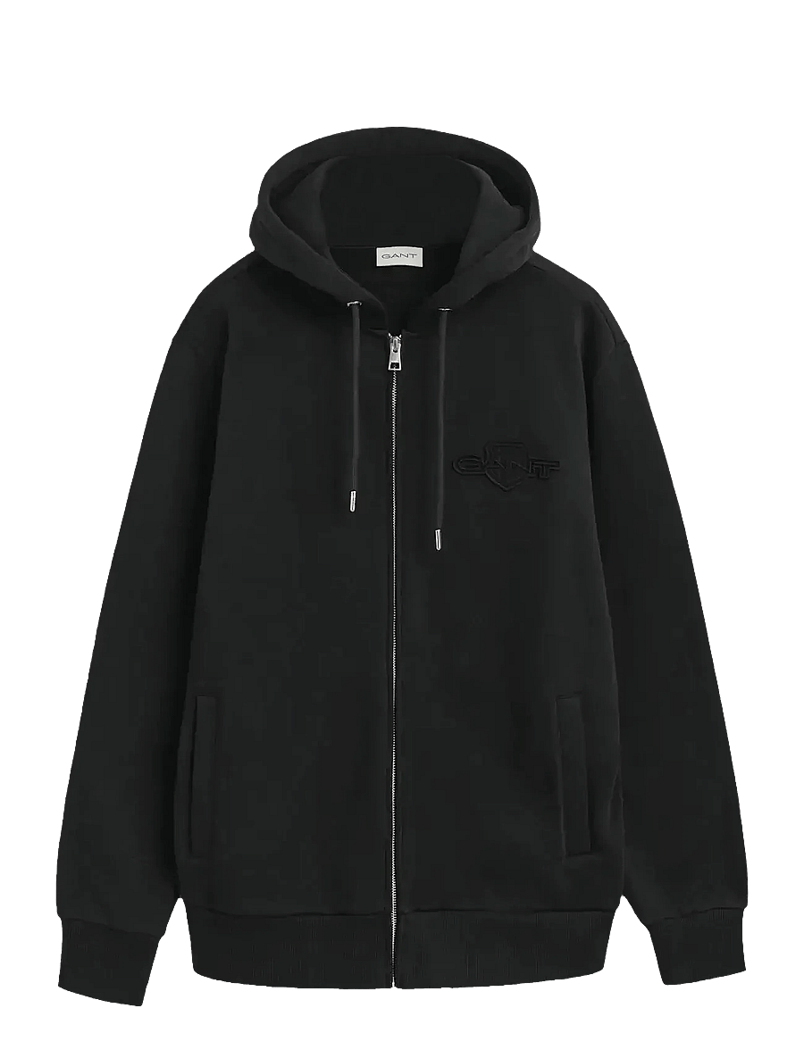 Gant - REG TONAL SHIELD FULL ZIP HOODIE - kapuzenpullover - black - 0