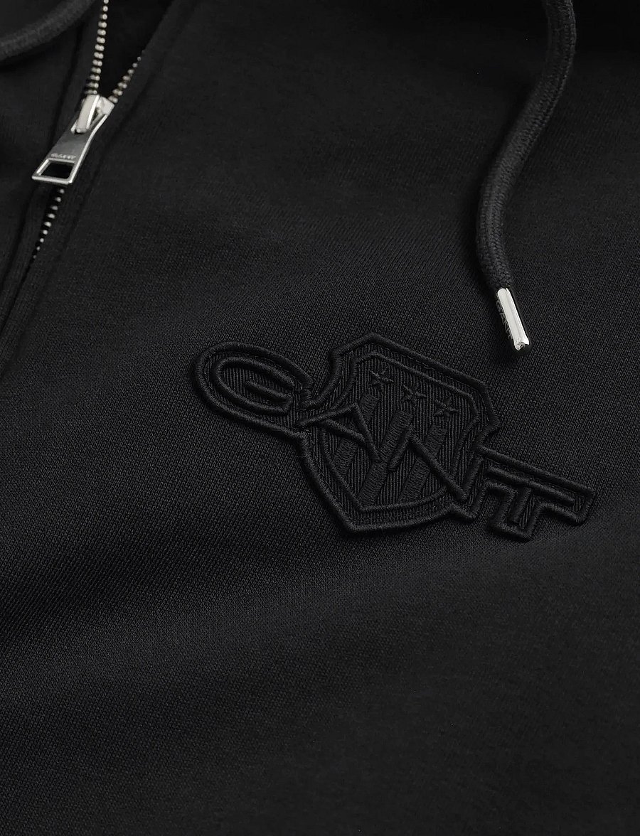 Gant - REG TONAL SHIELD FULL ZIP HOODIE - kapuzenpullover - black - 1