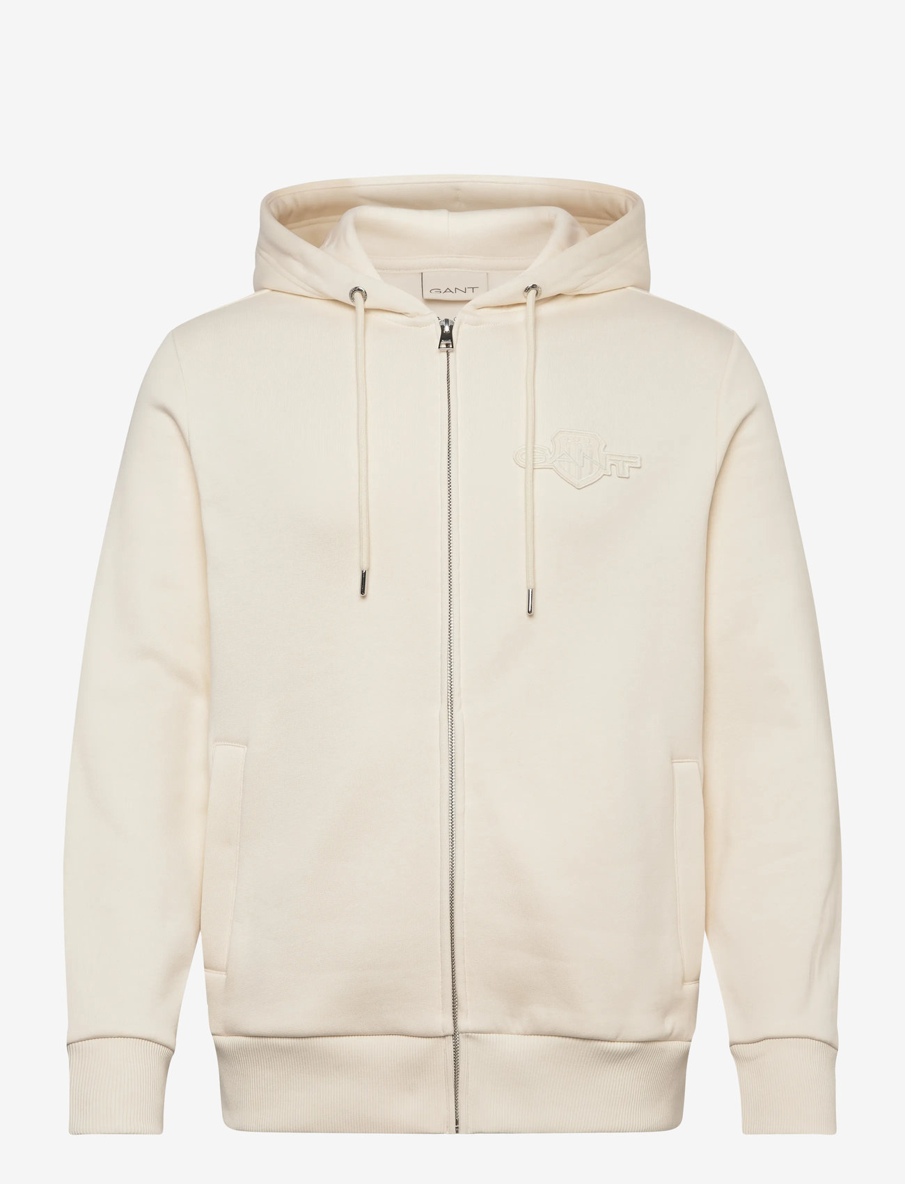 GANT - REG TONAL SHIELD FULL ZIP HOODIE - hættetrøjer - cream - 0