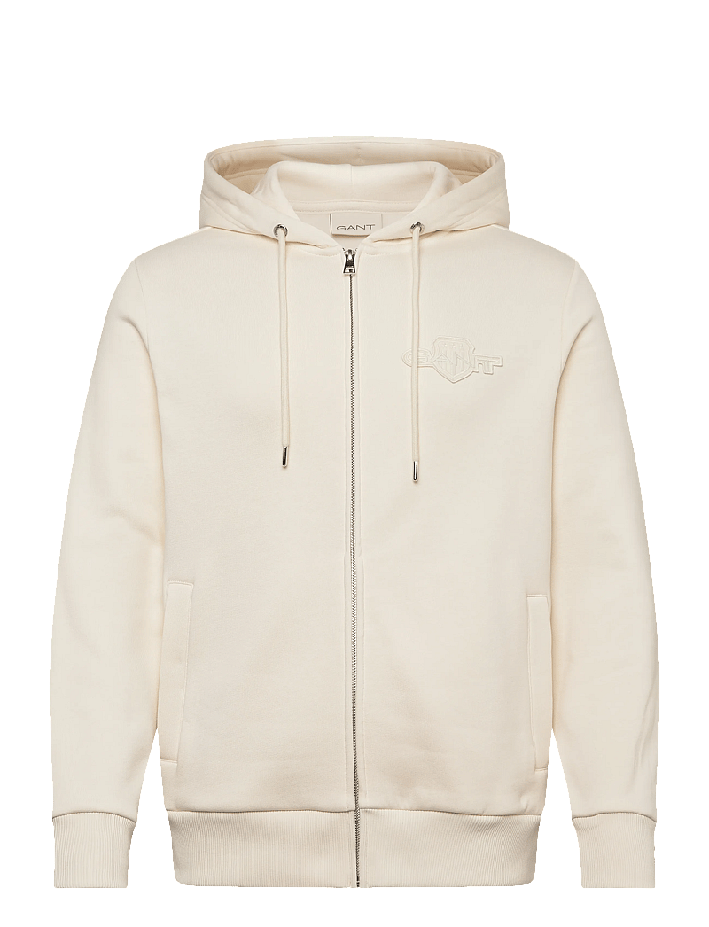 GANT - REG TONAL SHIELD FULL ZIP HOODIE - hættetrøjer - cream - 0