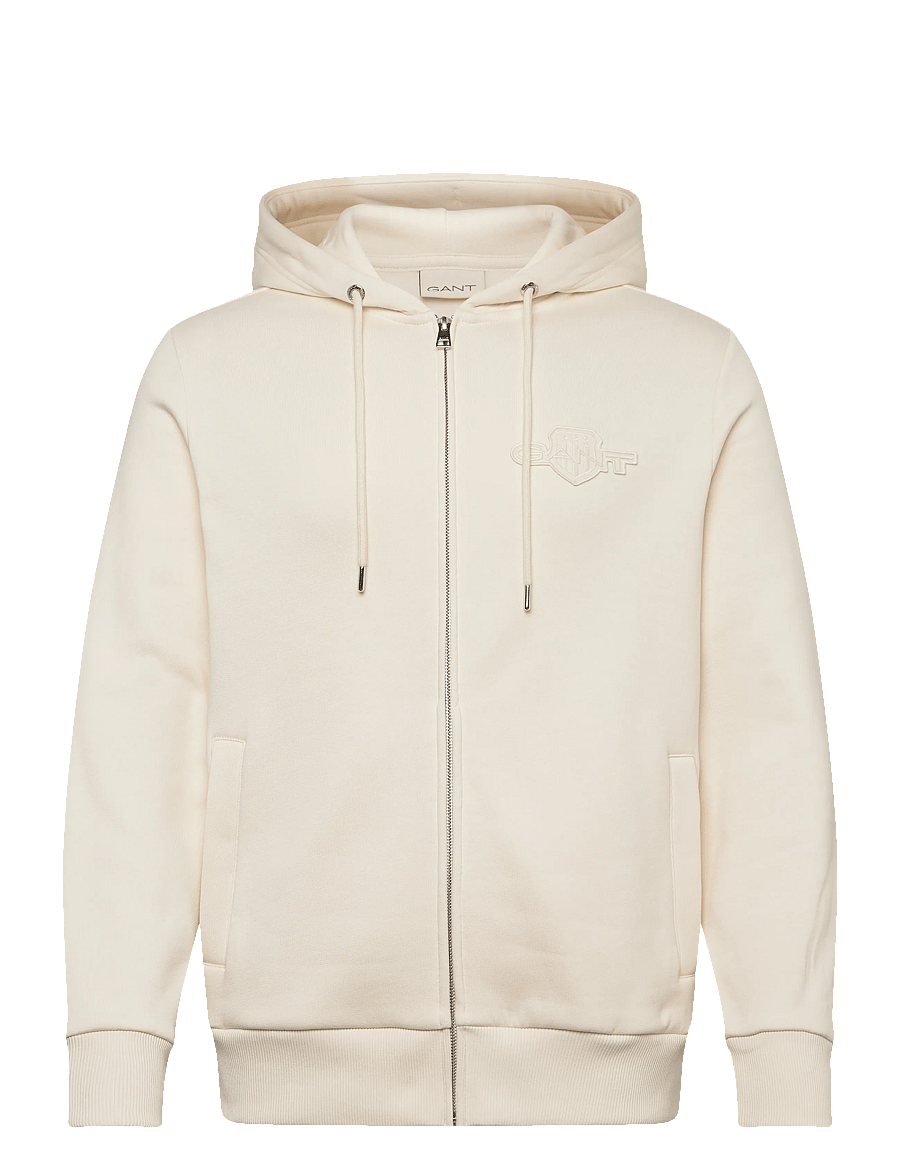 Gant - REG TONAL SHIELD FULL ZIP HOODIE - kapuzenpullover - cream - 0