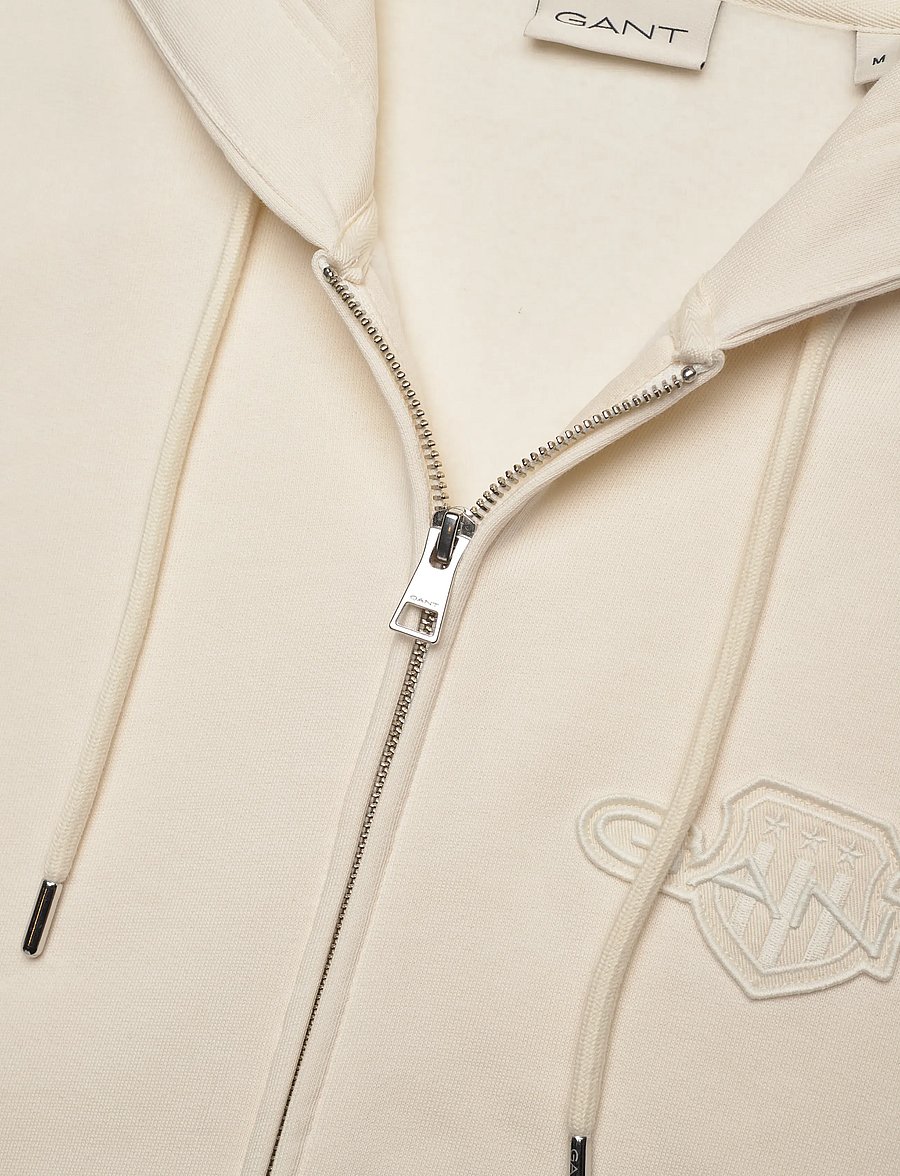 Gant - REG TONAL SHIELD FULL ZIP HOODIE - kapuzenpullover - cream - 2