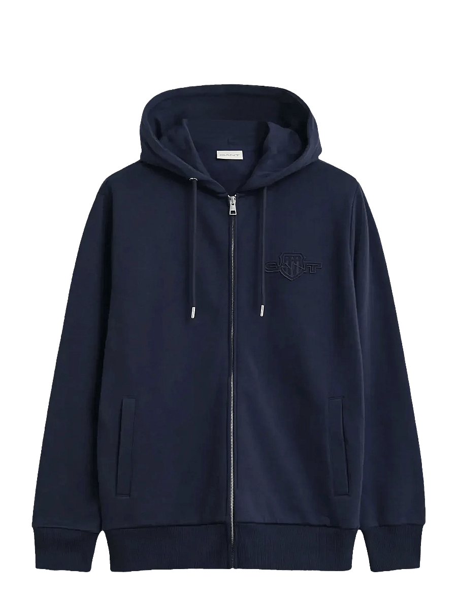 Gant - REG TONAL SHIELD FULL ZIP HOODIE - sweats à capuche - evening blue - 0