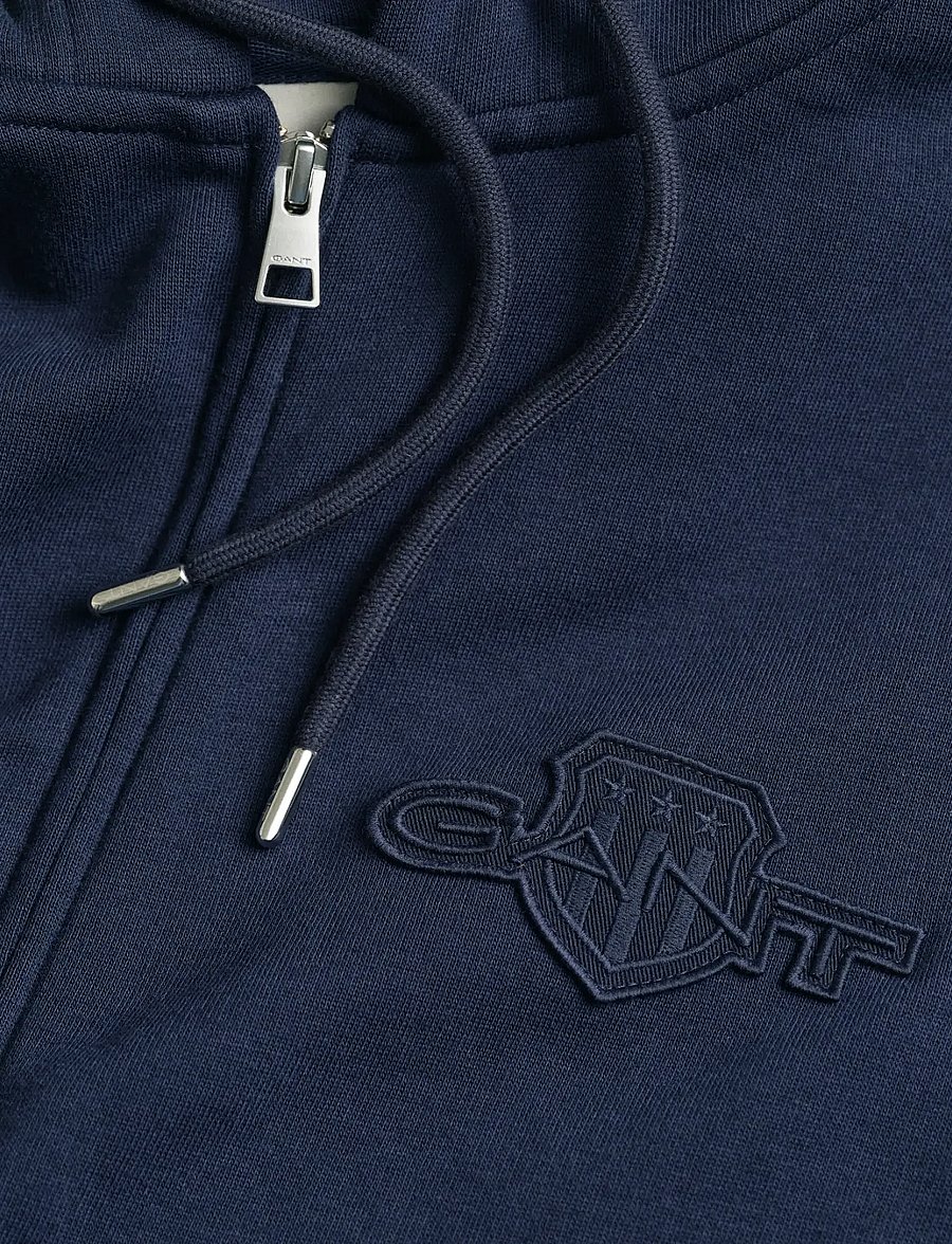 Gant - REG TONAL SHIELD FULL ZIP HOODIE - sweats à capuche - evening blue - 1