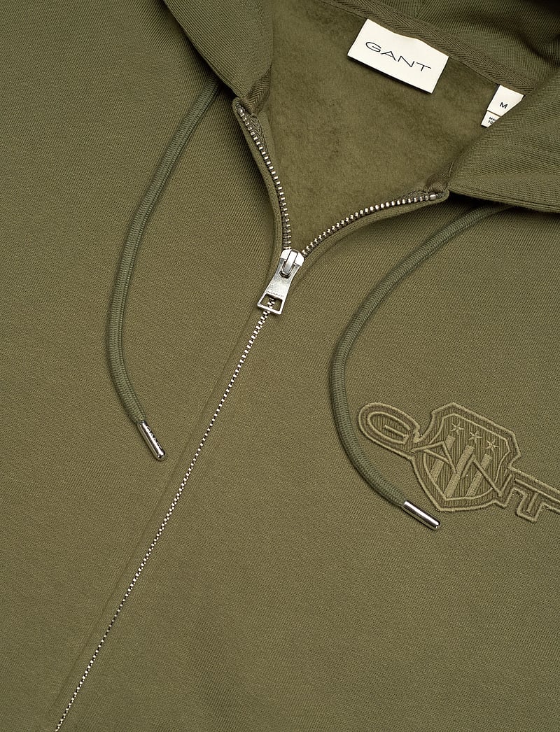Gant - REG TONAL SHIELD FULL ZIP HOODIE - kapuzenpullover - moss green - 2