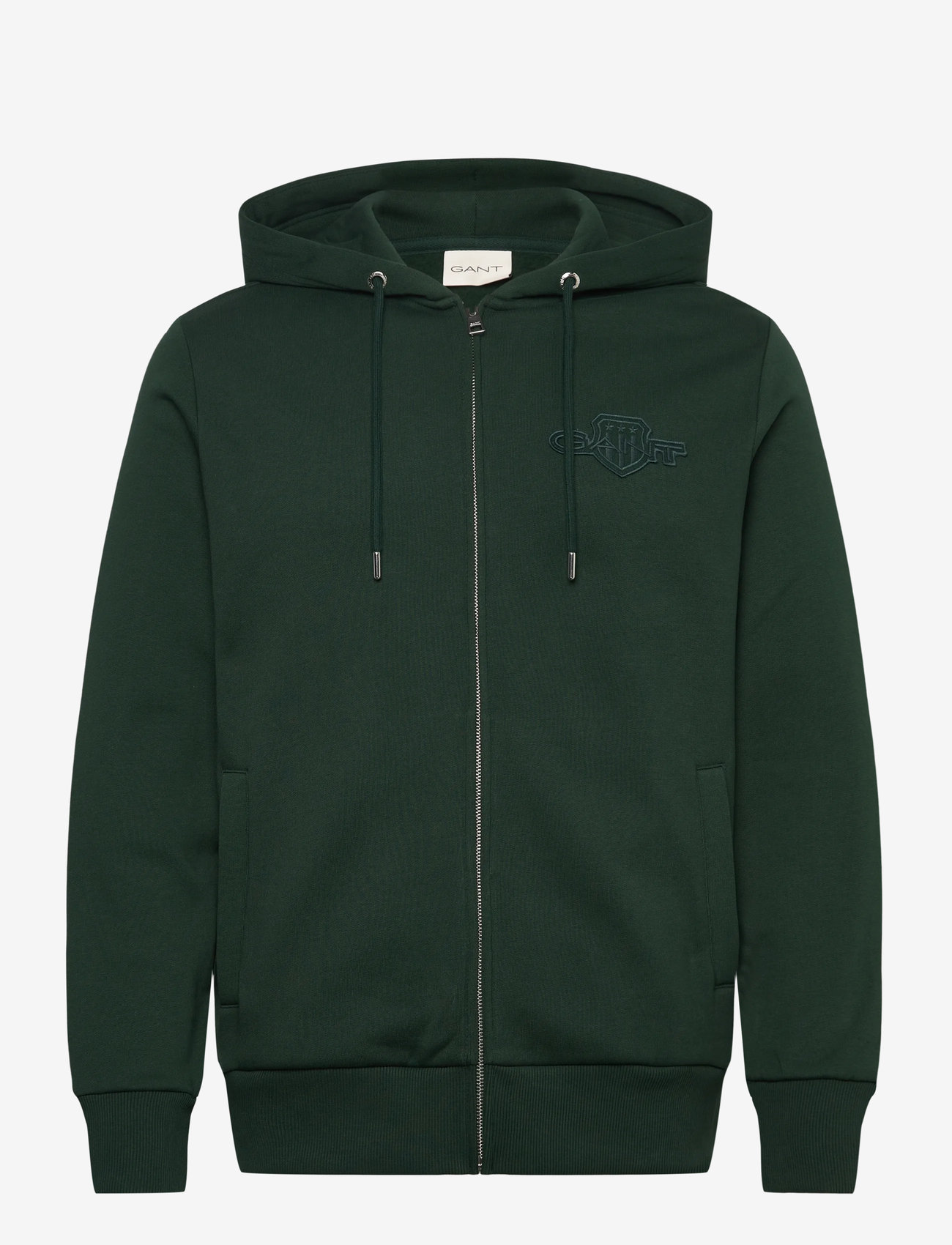 GANT - REG TONAL SHIELD FULL ZIP HOODIE - sweatshirts - tartan green - 0