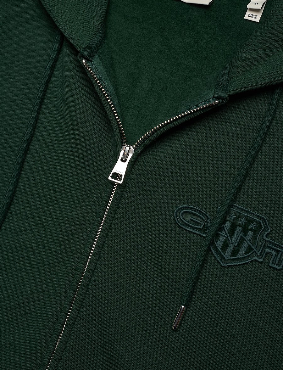 Gant - REG TONAL SHIELD FULL ZIP HOODIE - kapuzenpullover - tartan green - 2