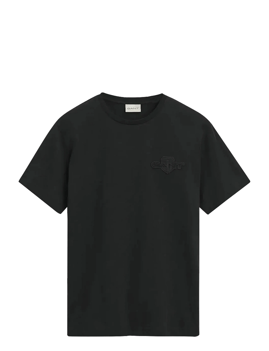 Gant - REG TONAL SHIELD SS T-SHIRT - kurzärmelige t-shirts - black - 0