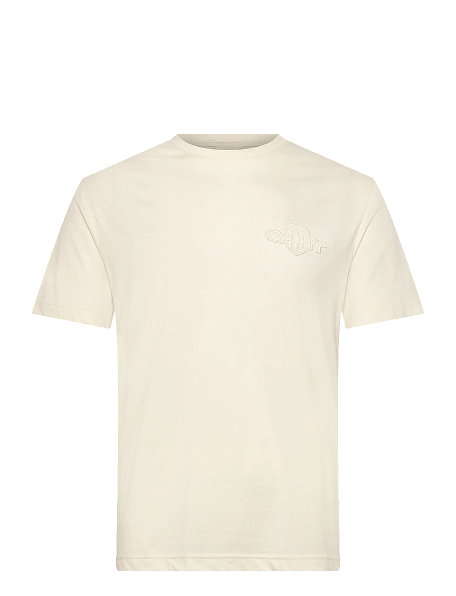 Gant - REG TONAL SHIELD SS T-SHIRT - kurzärmelige t-shirts - cream - 0