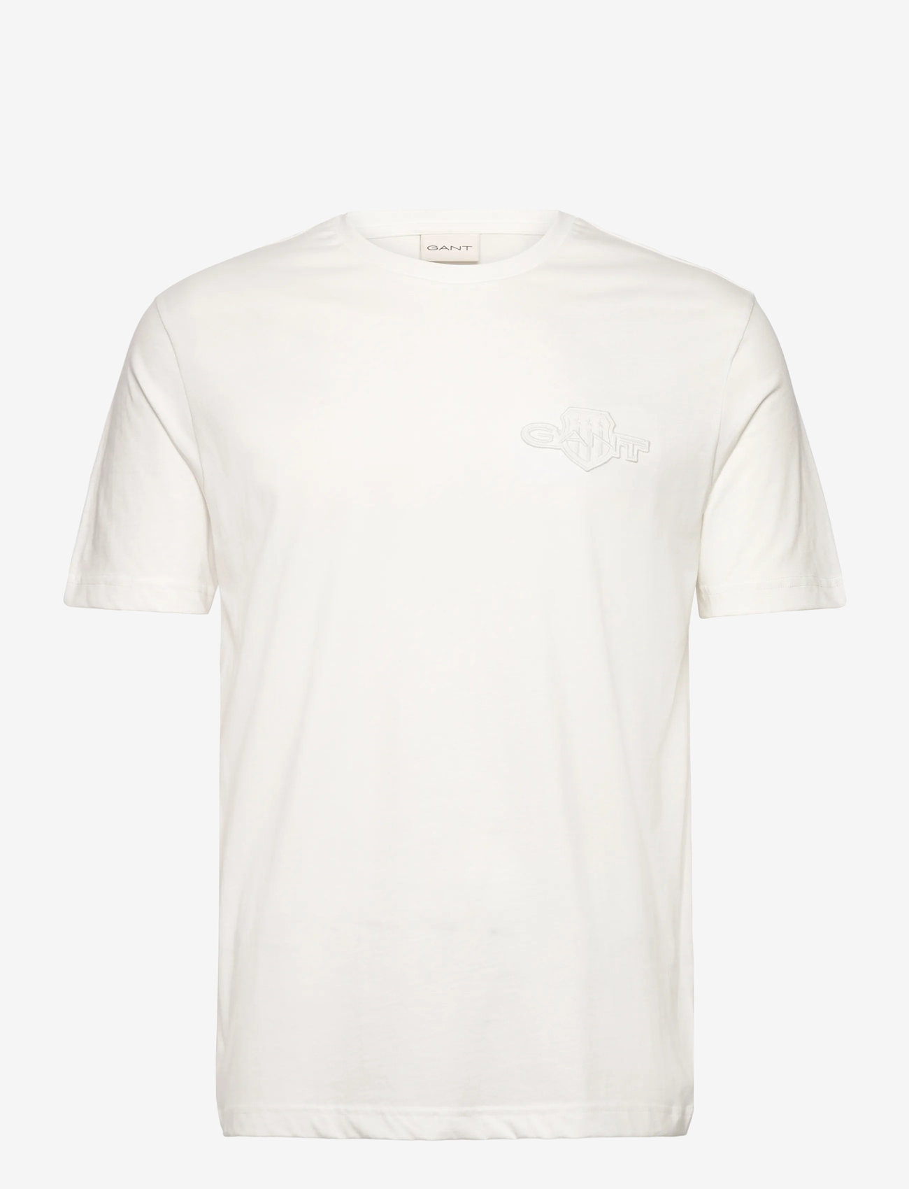 GANT - REG TONAL SHIELD SS T-SHIRT - short-sleeved t-shirts - eggshell - 0