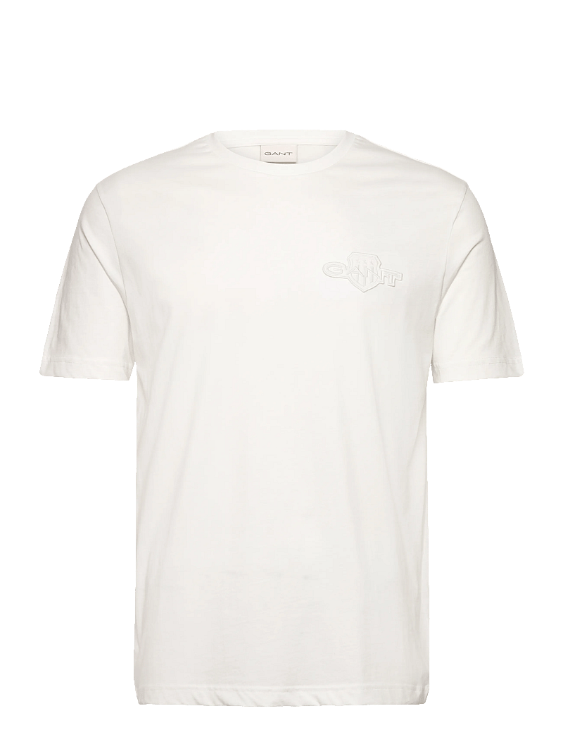 GANT - REG TONAL SHIELD SS T-SHIRT - short-sleeved t-shirts - eggshell - 0