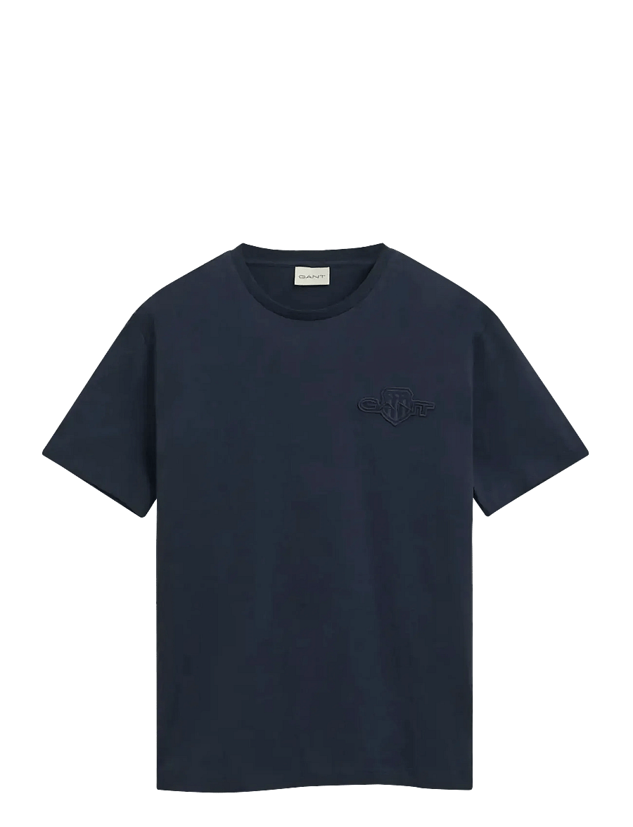 Gant - REG TONAL SHIELD SS T-SHIRT - kurzärmelige t-shirts - evening blue - 0