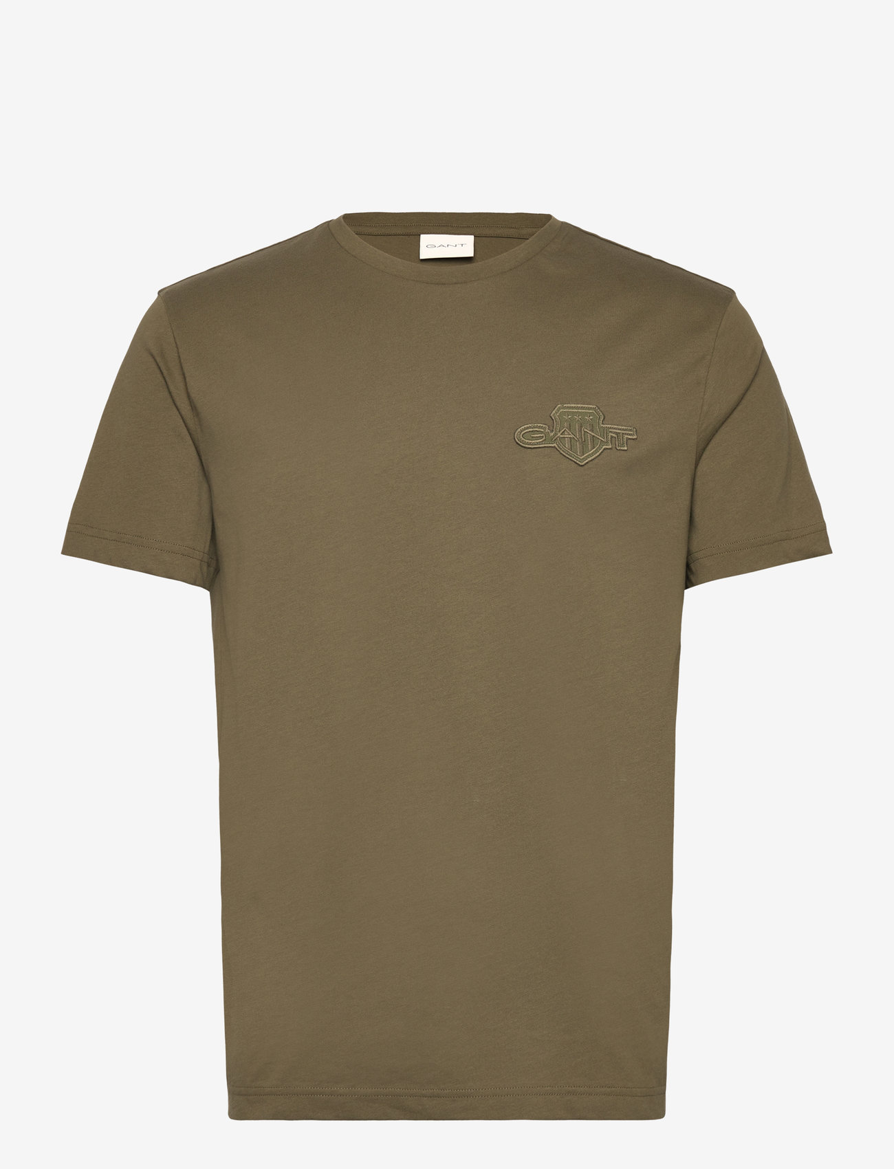 GANT - REG TONAL SHIELD SS T-SHIRT - short-sleeved t-shirts - moss green - 0