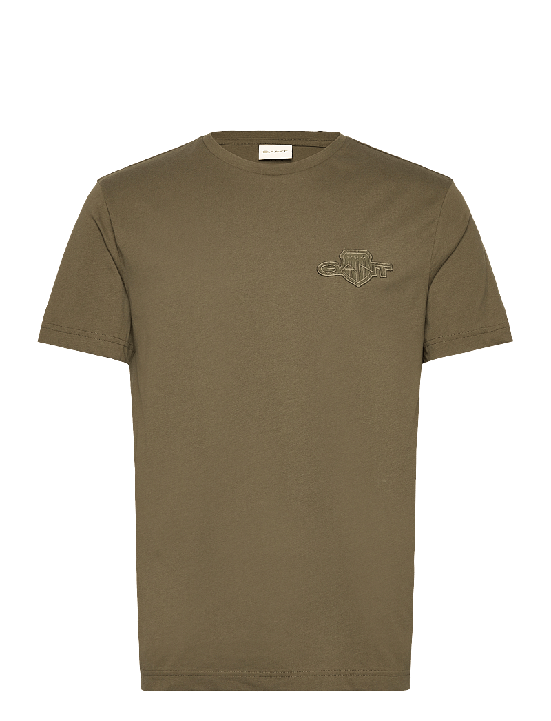 GANT - REG TONAL SHIELD SS T-SHIRT - short-sleeved t-shirts - moss green - 0