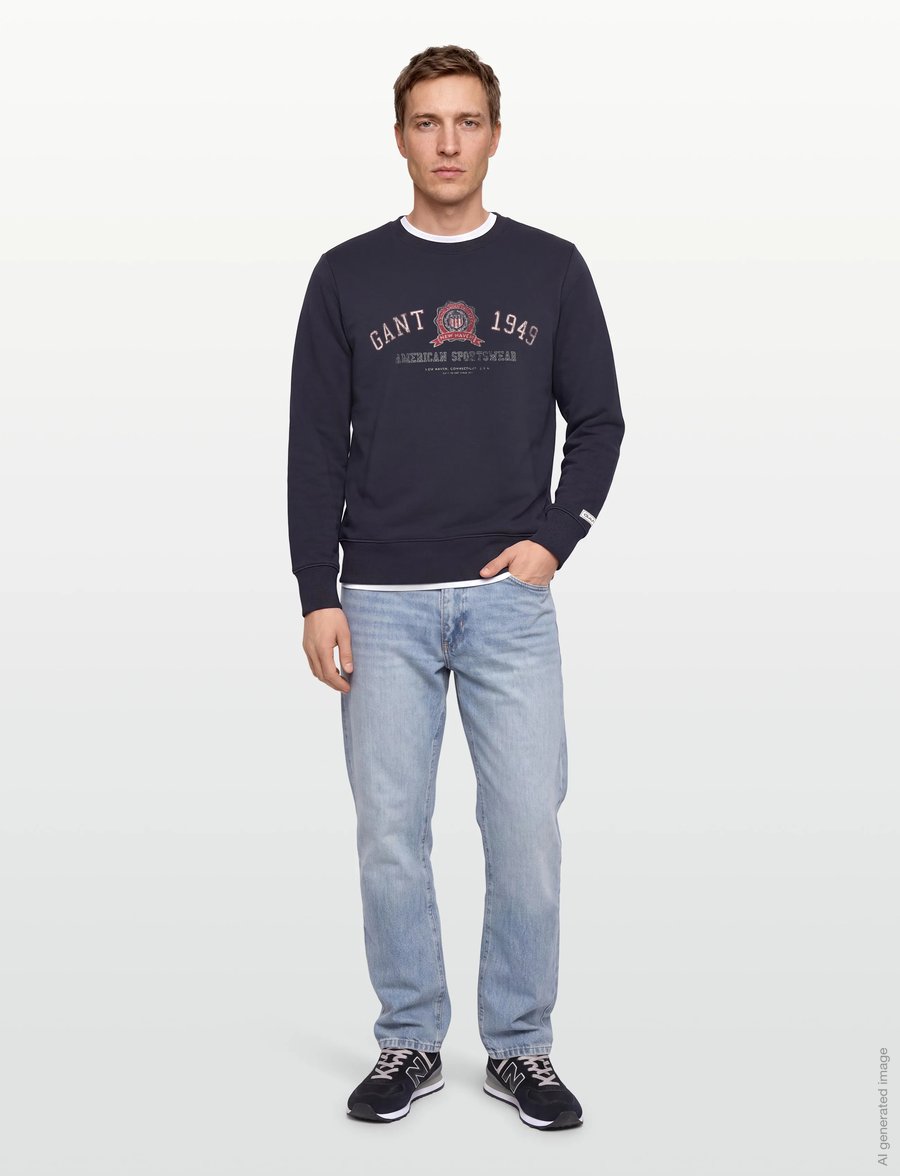 Gant - GRAPHIC SWEAT C-NECK - sweatshirts - evening blue - 0