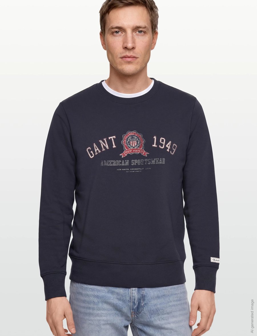 Gant - GRAPHIC SWEAT C-NECK - sweatshirts - evening blue - 3