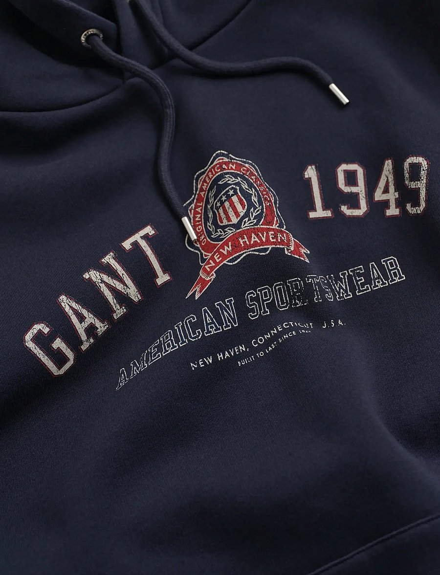 Gant - GRAPHIC HOODIE - hoodies - evening blue - 1