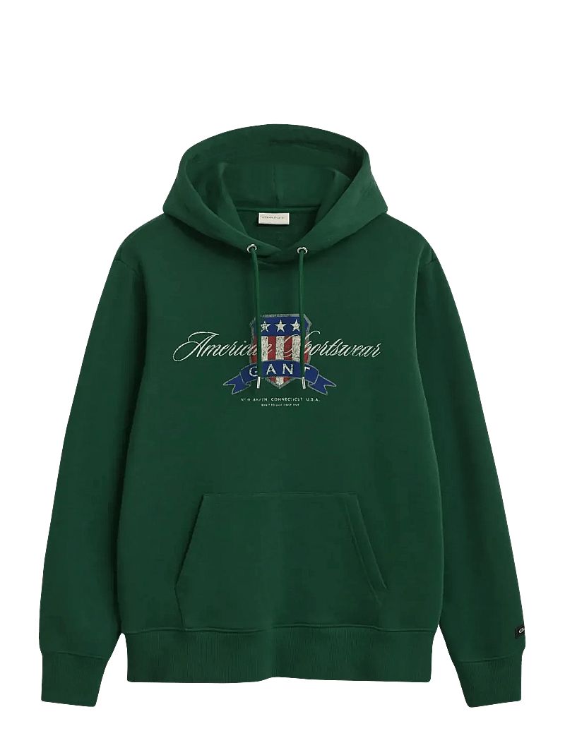 GANT - GRAPHIC HOODIE - hoodies - forest green - 1