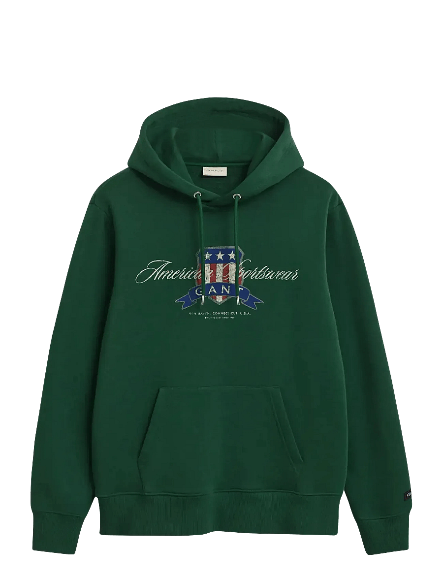 Gant - GRAPHIC HOODIE - hoodies - forest green - 1