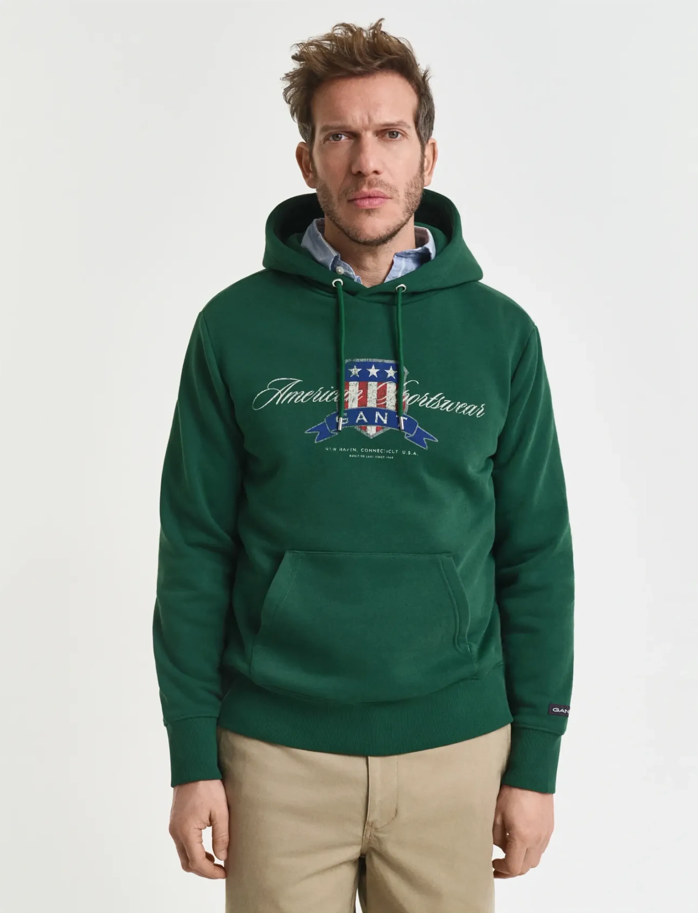 GANT GRAPHIC HOODIE - Tøj - FOREST GREEN / green