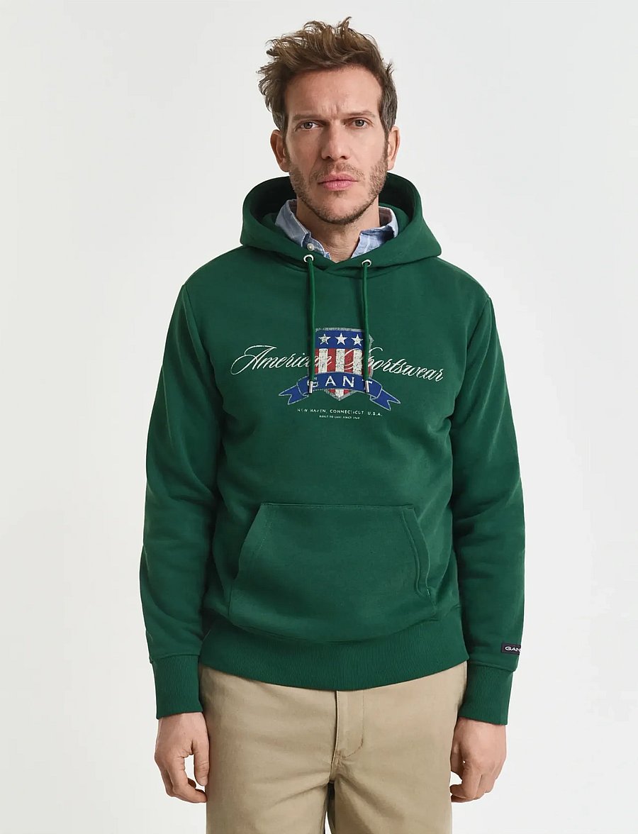 Gant - GRAPHIC HOODIE - hoodies - forest green - 0