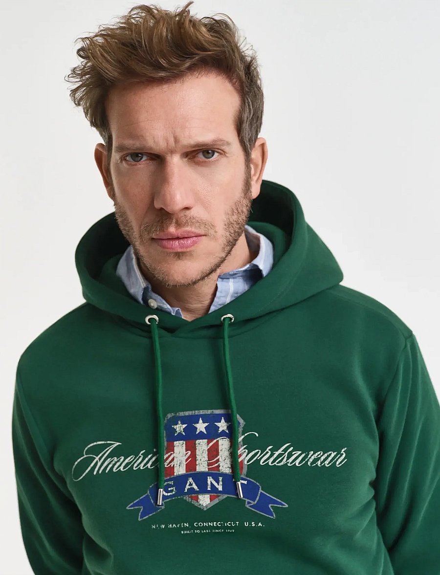 Gant - GRAPHIC HOODIE - hoodies - forest green - 4