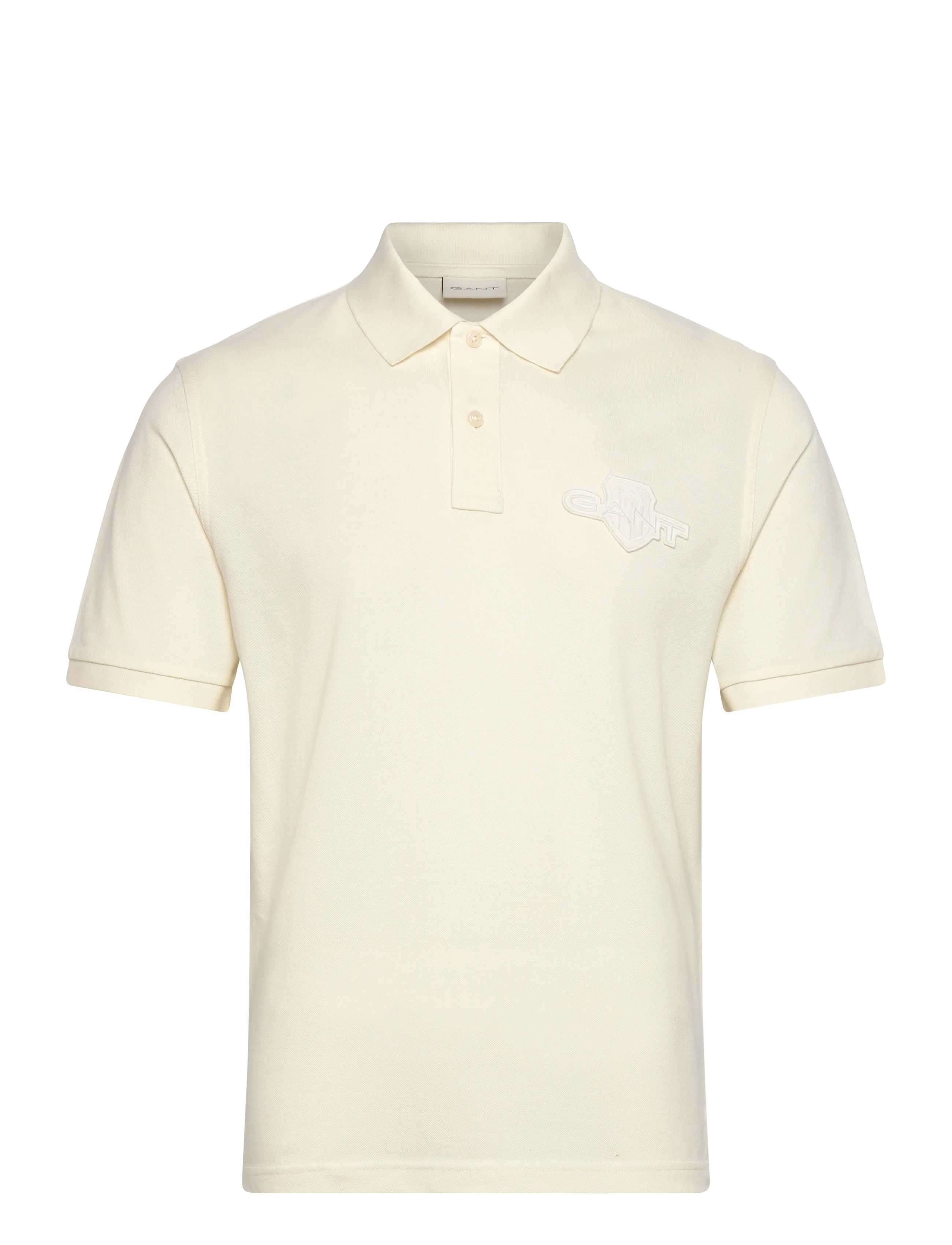 Gant Reg Tonal Shield Ss Polo, M, Cream, Poloer > Kortærmede, Herre