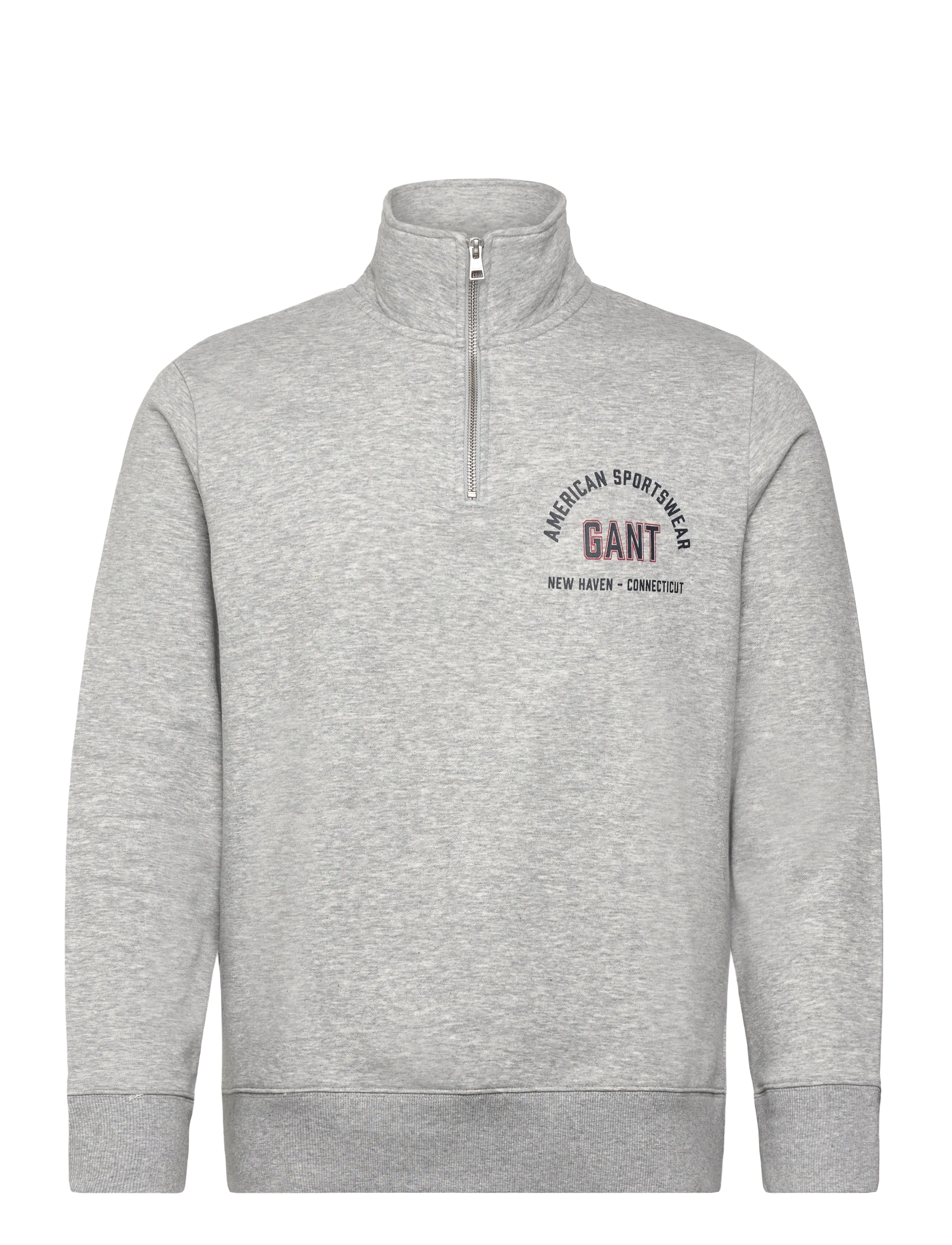 Gant Printed Graphic Half Zip, Mænd, Half Zip Sweatshirt, Grå, Str: XXXL