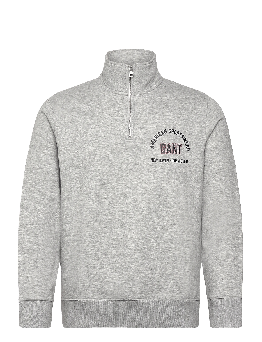 Gant - PRINTED GRAPHIC HALF ZIP - sweatshirts - grey melange - 0