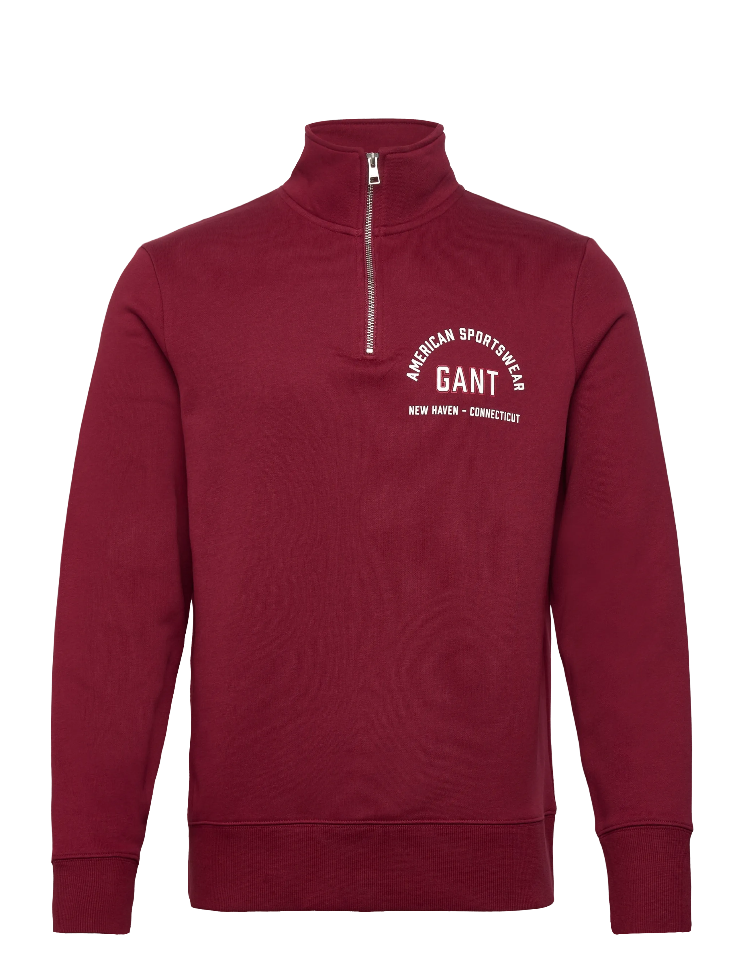 PRINTED GRAPHIC HALF ZIP - PLUMPED RED