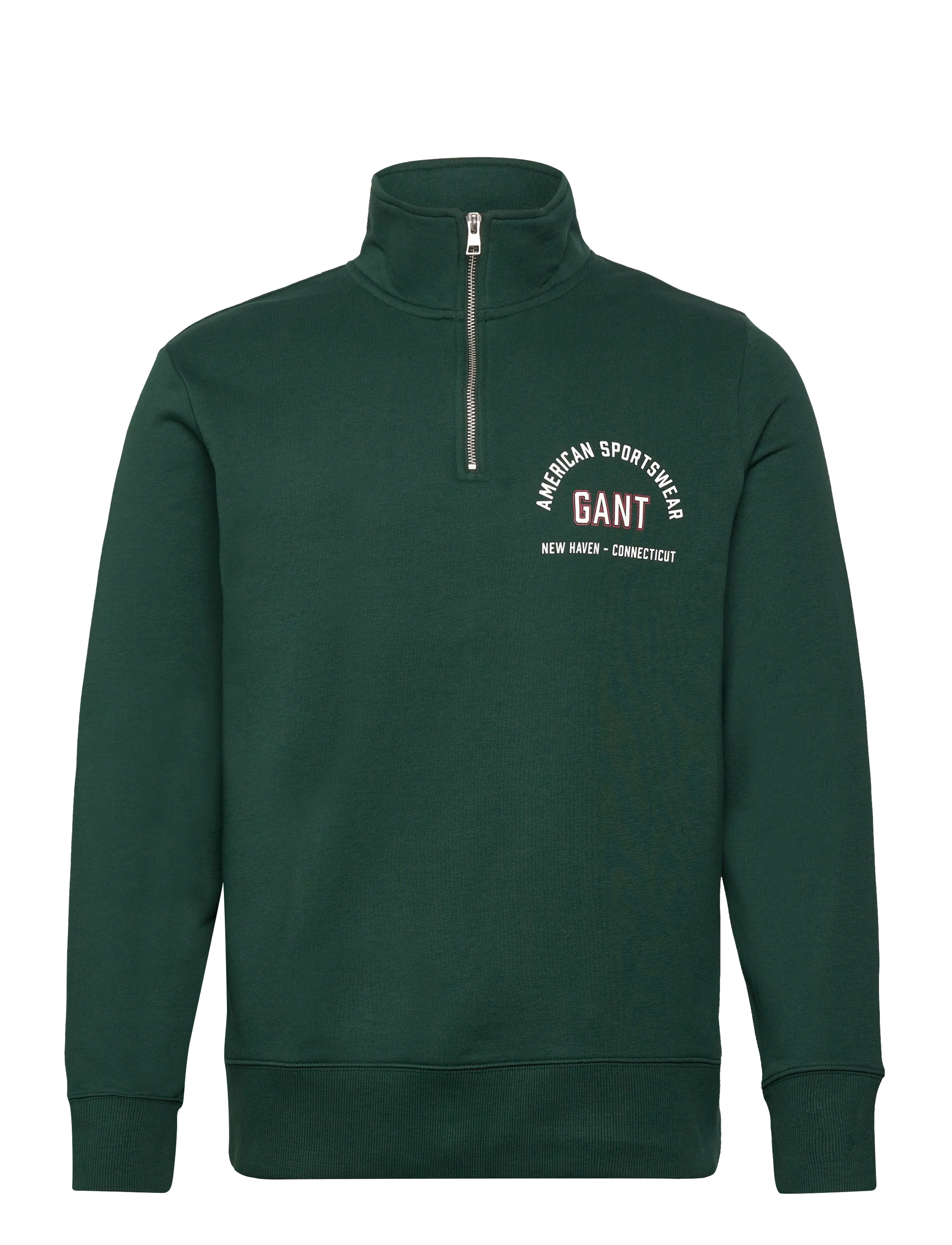 Gant Printed Graphic Half Zip, Mænd, Half Zip Sweatshirt, Grøn, Str: S