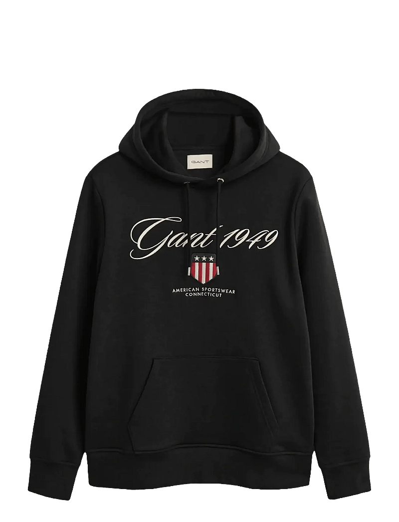 GANT - GRAPHIC HOODIE - hoodies - black - 1