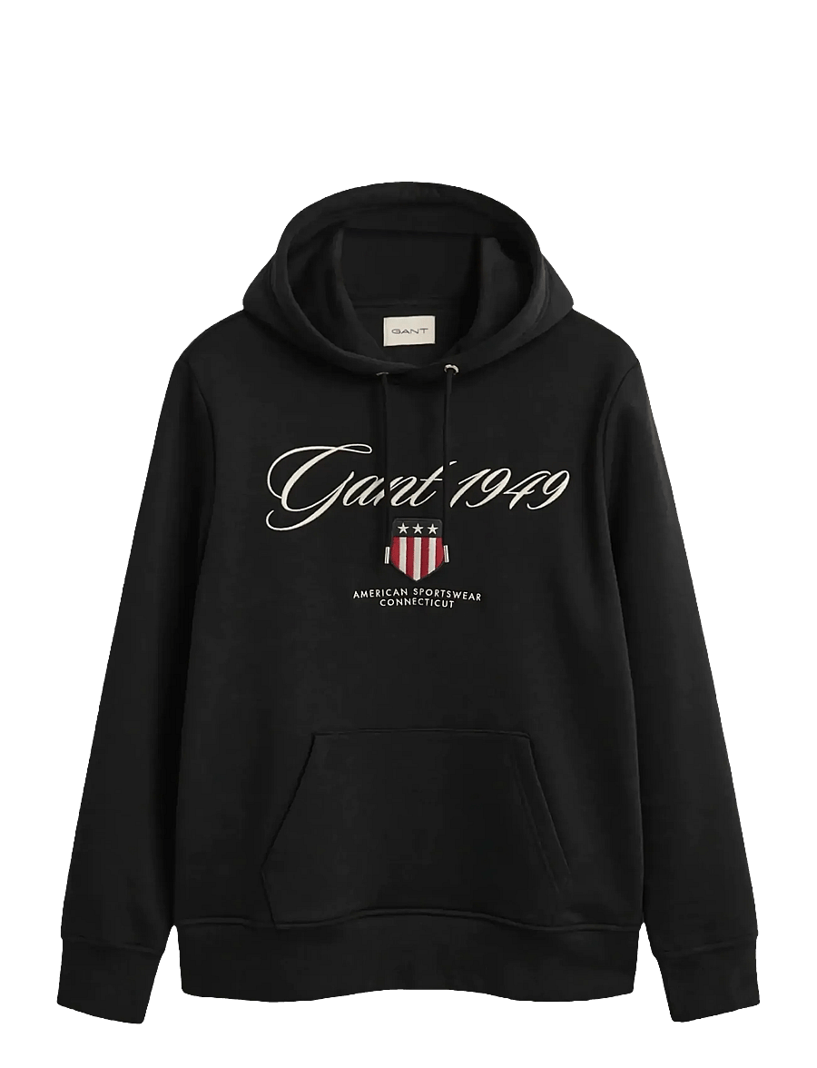 Gant - GRAPHIC HOODIE - hoodies - black - 1
