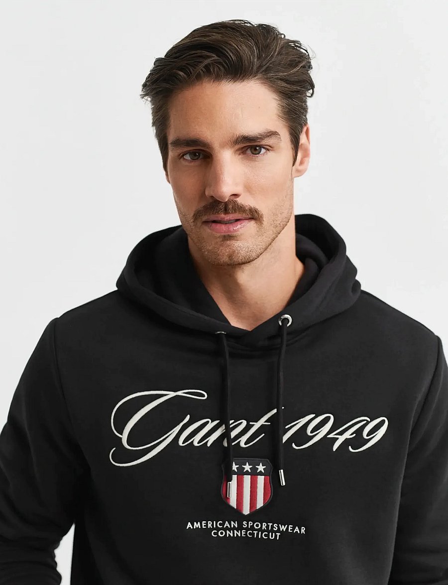 Gant - GRAPHIC HOODIE - hoodies - black - 3