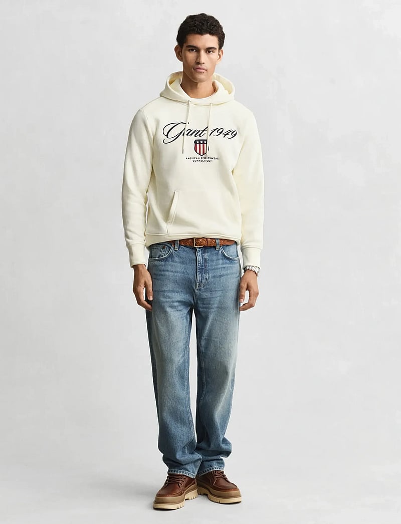 GANT - GRAPHIC HOODIE - hoodies - cream - 4