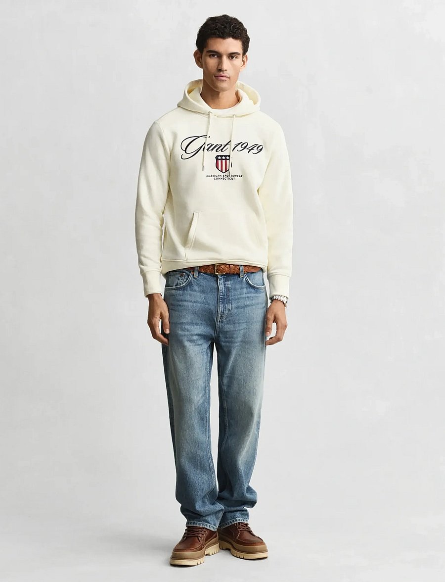 Gant - GRAPHIC HOODIE - hupparit - cream - 4