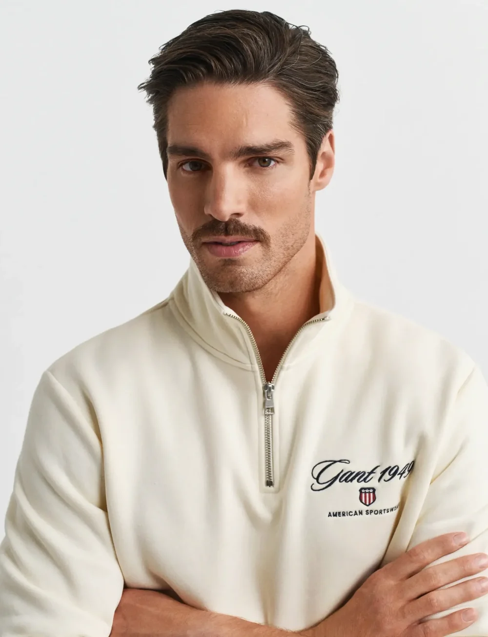 GANT - GRAPHIC HALF ZIP - swetry - cream - 3