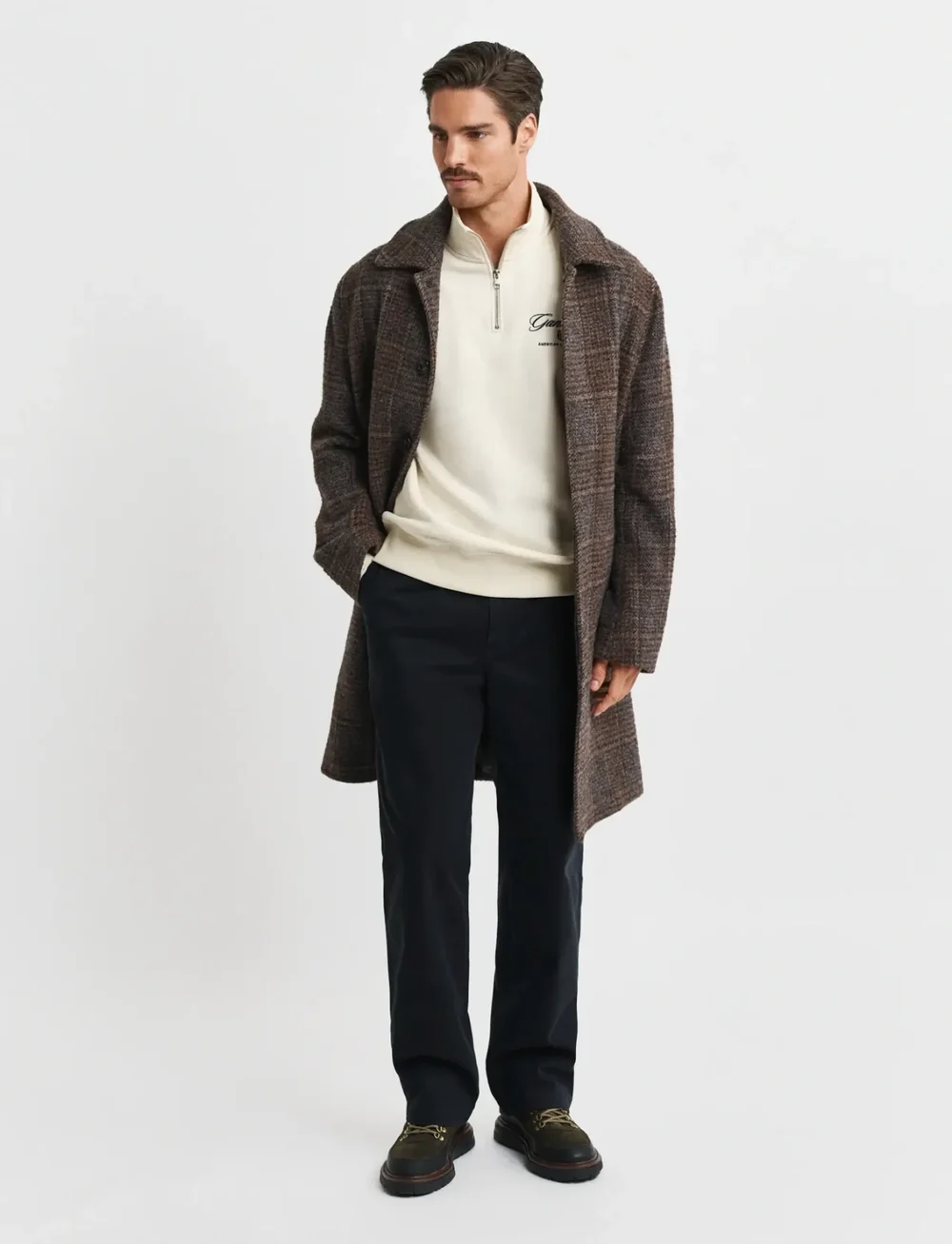 GANT - GRAPHIC HALF ZIP - swetry - cream - 4