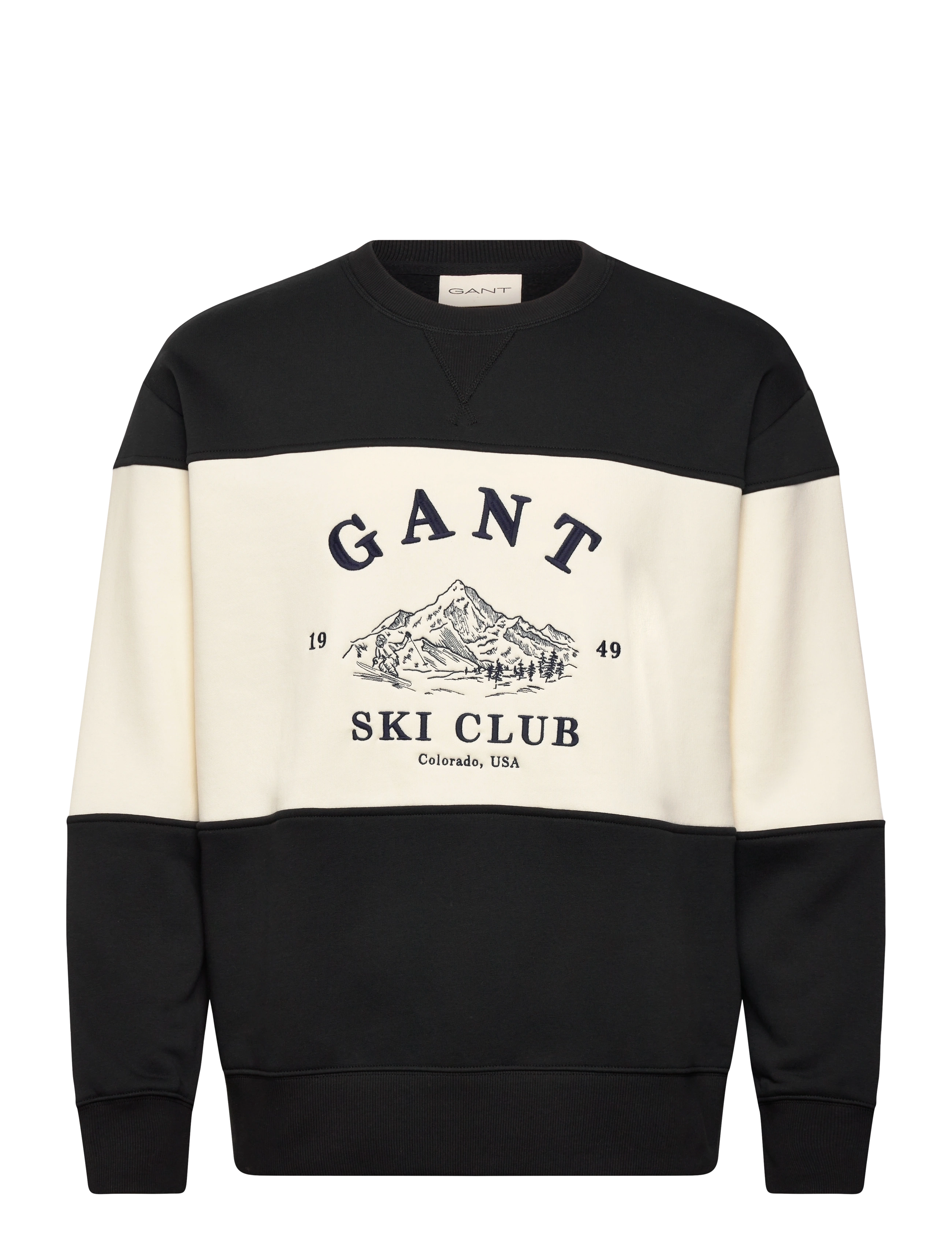 Gant BLOCKED EMBROIDERED SWEAT - Sweatshirts - BLACK / black