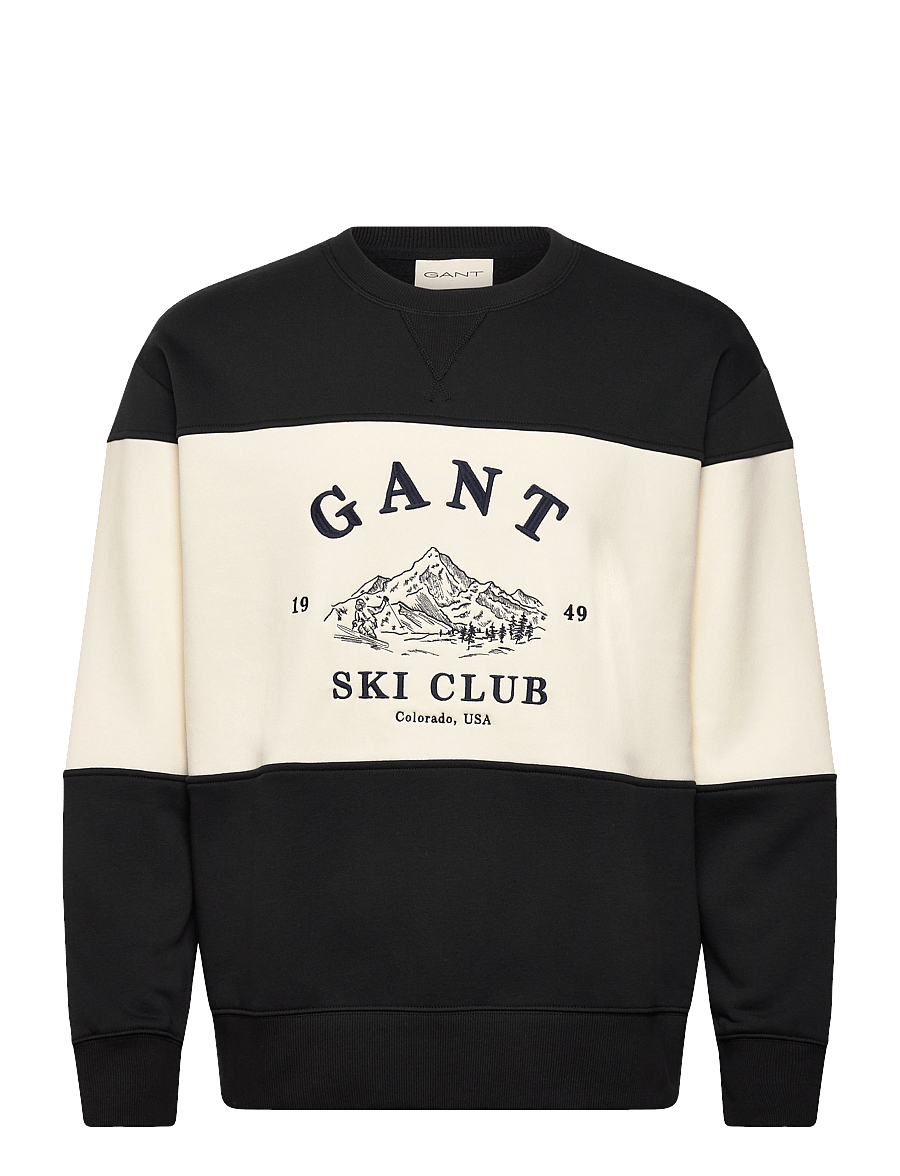 Gant - BLOCKED EMBROIDERED SWEAT - shoppa efter tillfälle - black - 0