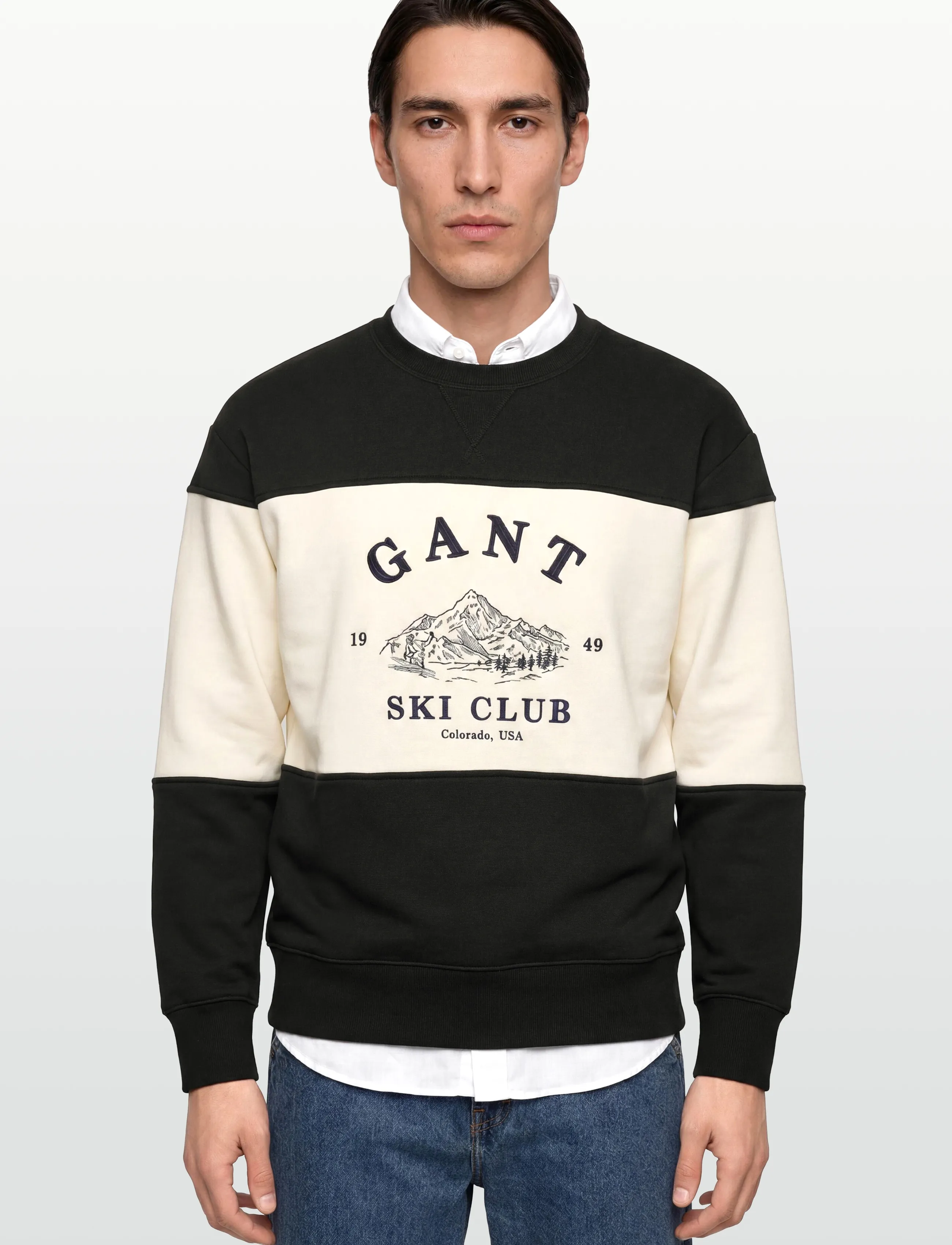 Gant - BLOCKED EMBROIDERED SWEAT - shop efter anledning - black - 3