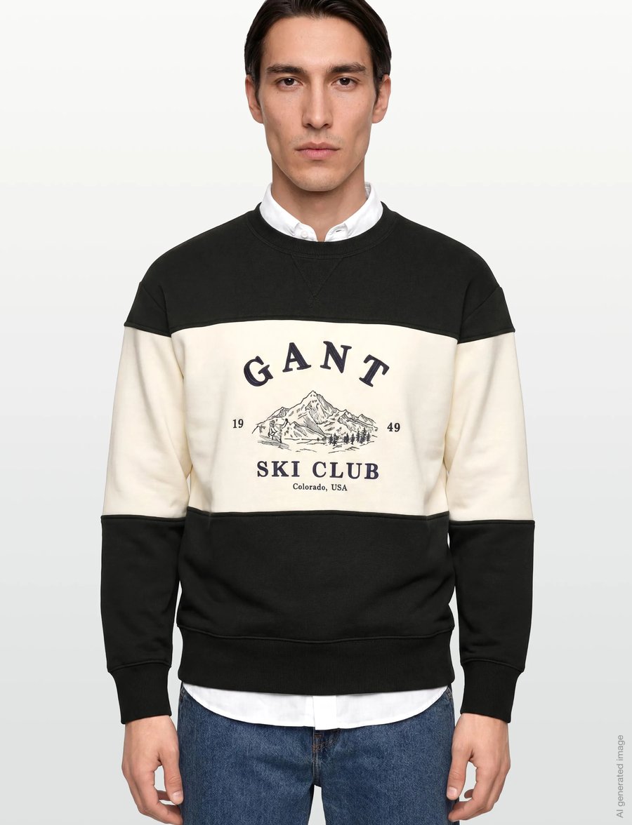 Gant - BLOCKED EMBROIDERED SWEAT - shoppa efter stil - black - 3